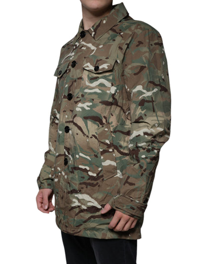 Dolce & Gabbana Multicolor Camouflage Collared Coat Jacket by Dolce & Gabbana
