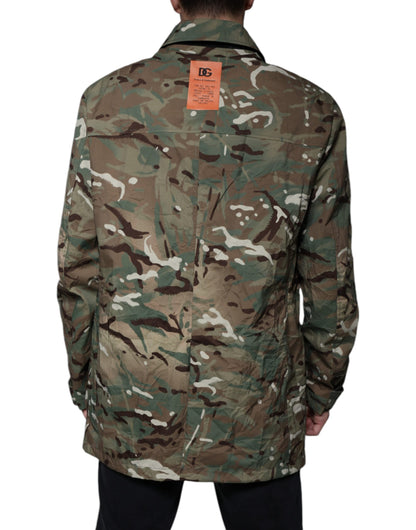 Dolce & Gabbana Multicolor Camouflage Collared Coat Jacket by Dolce & Gabbana