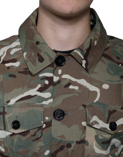 Dolce & Gabbana Multicolor Camouflage Collared Coat Jacket by Dolce & Gabbana