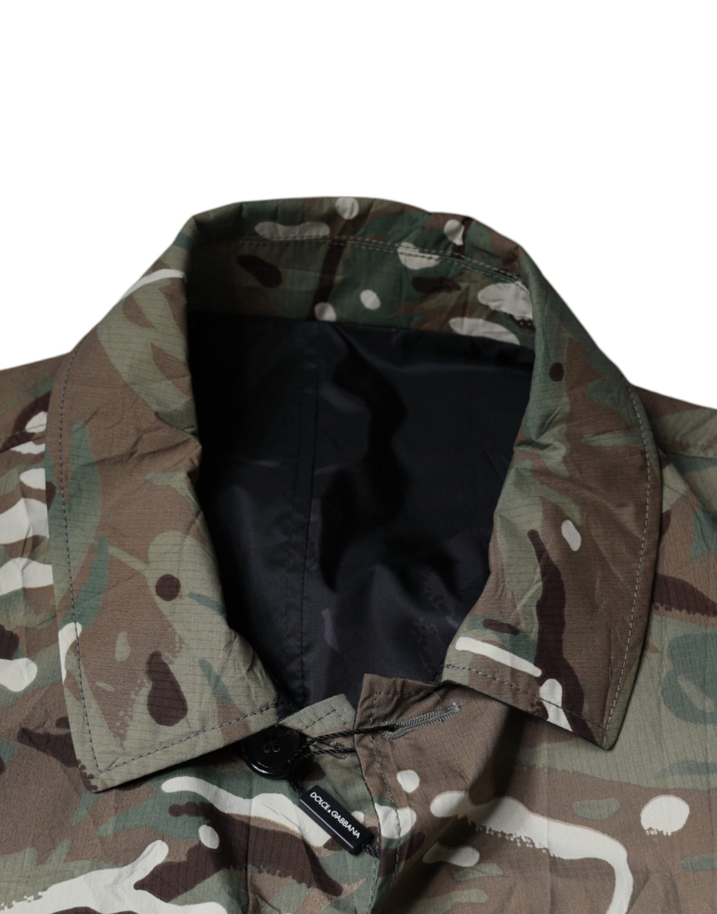 Dolce & Gabbana Multicolor Camouflage Collared Coat Jacket by Dolce & Gabbana