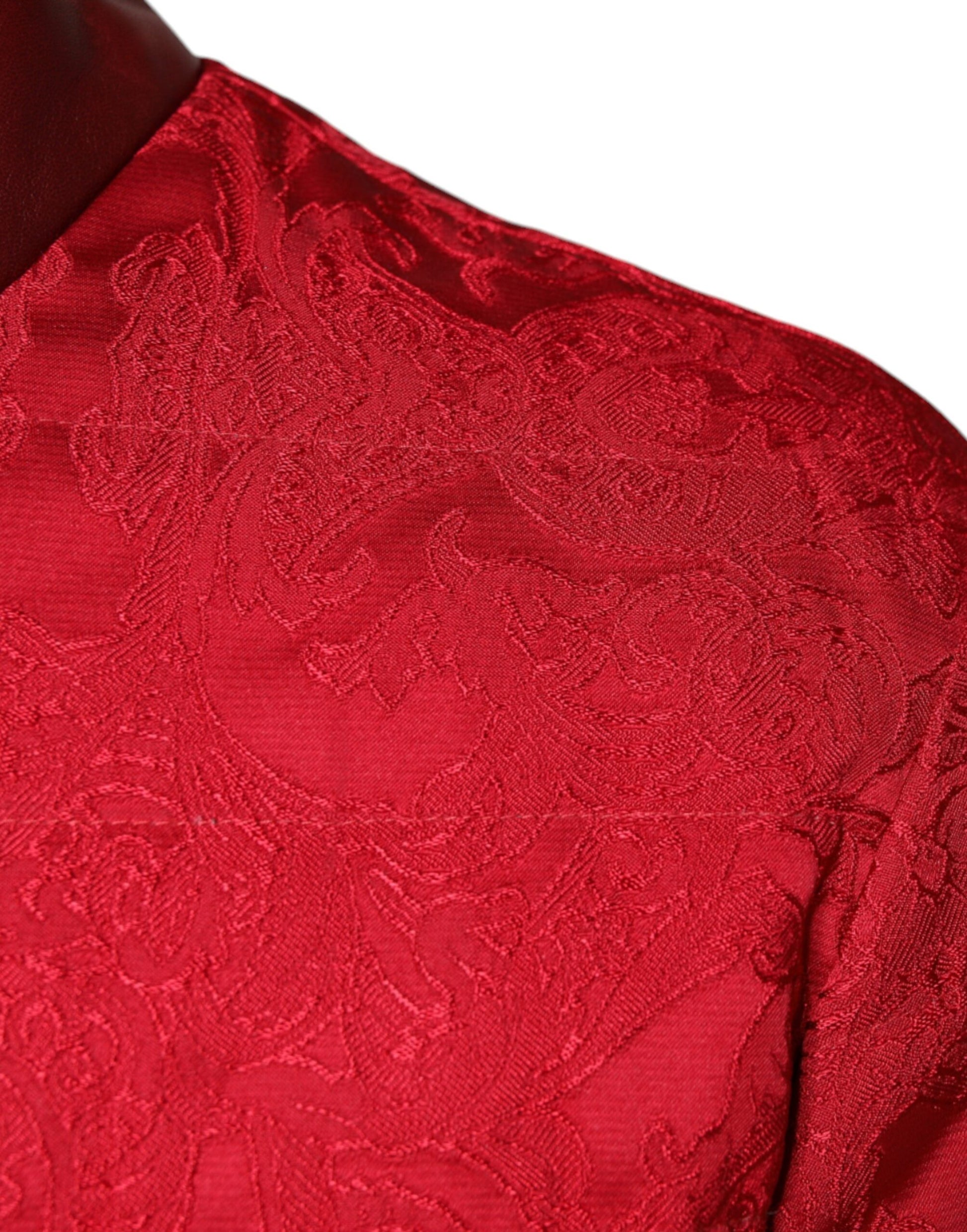 Dolce & Gabbana Red Quilted Bomber Gold Crown Logo Jacket by Dolce & Gabbana