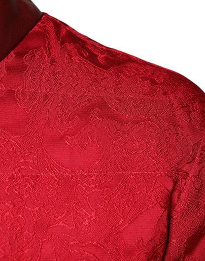 Dolce & Gabbana Red Quilted Bomber Gold Crown Logo Jacket by Dolce & Gabbana