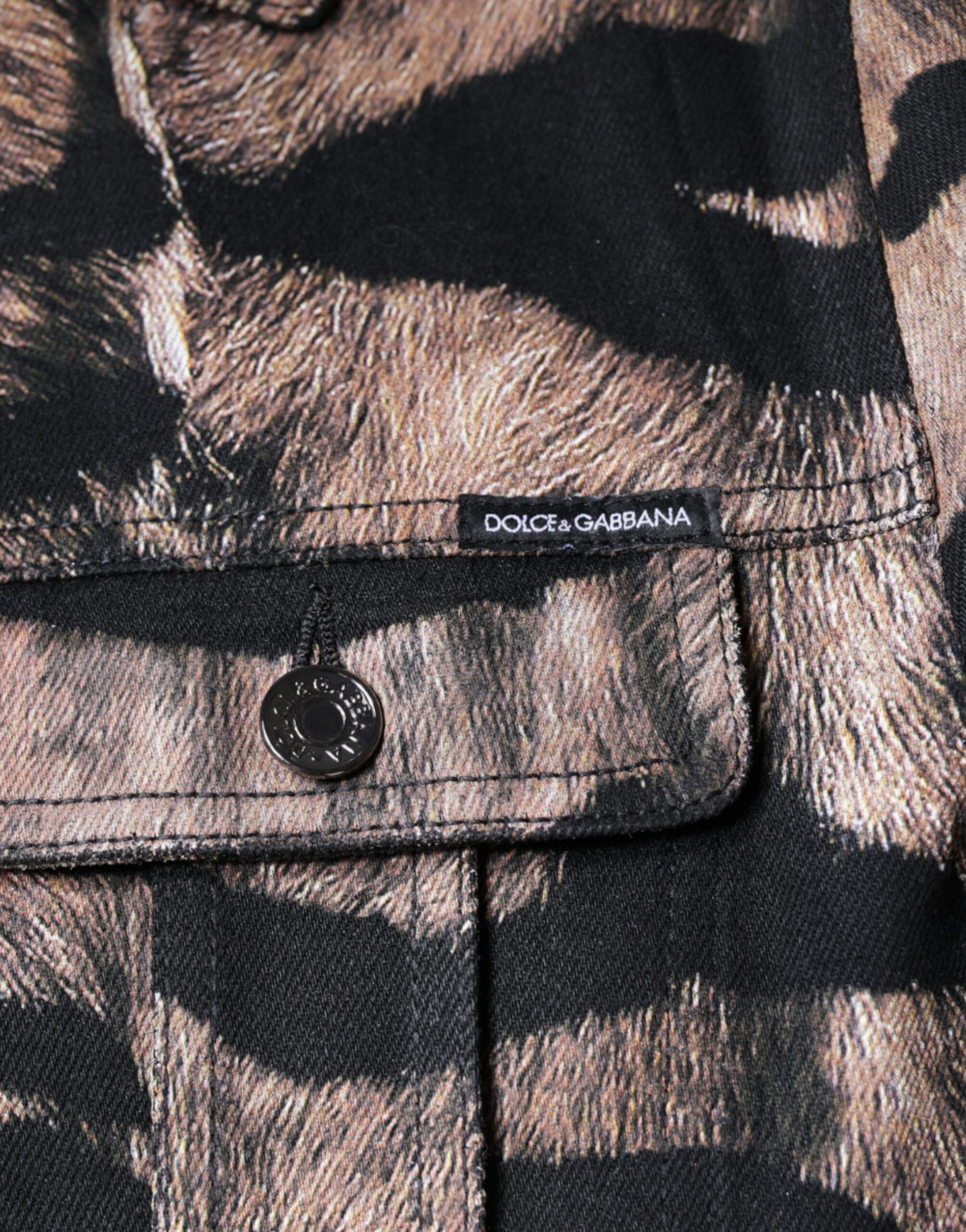 Dolce & Gabbana Brown Tiger Button Down Collared Jacket by Dolce & Gabbana
