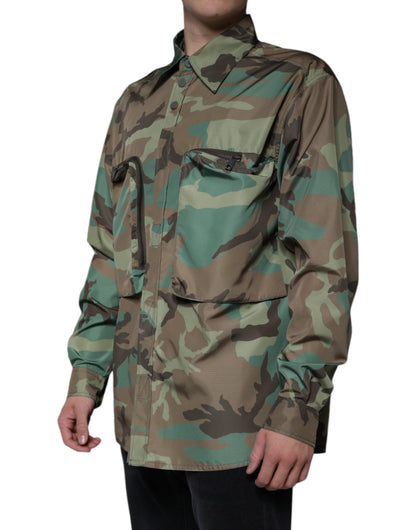Dolce & Gabbana Multicolor Camouflage Button Down Shirt by Dolce & Gabbana