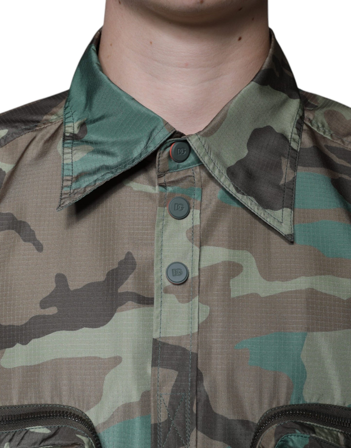 Dolce & Gabbana Multicolor Camouflage Button Down Shirt by Dolce & Gabbana