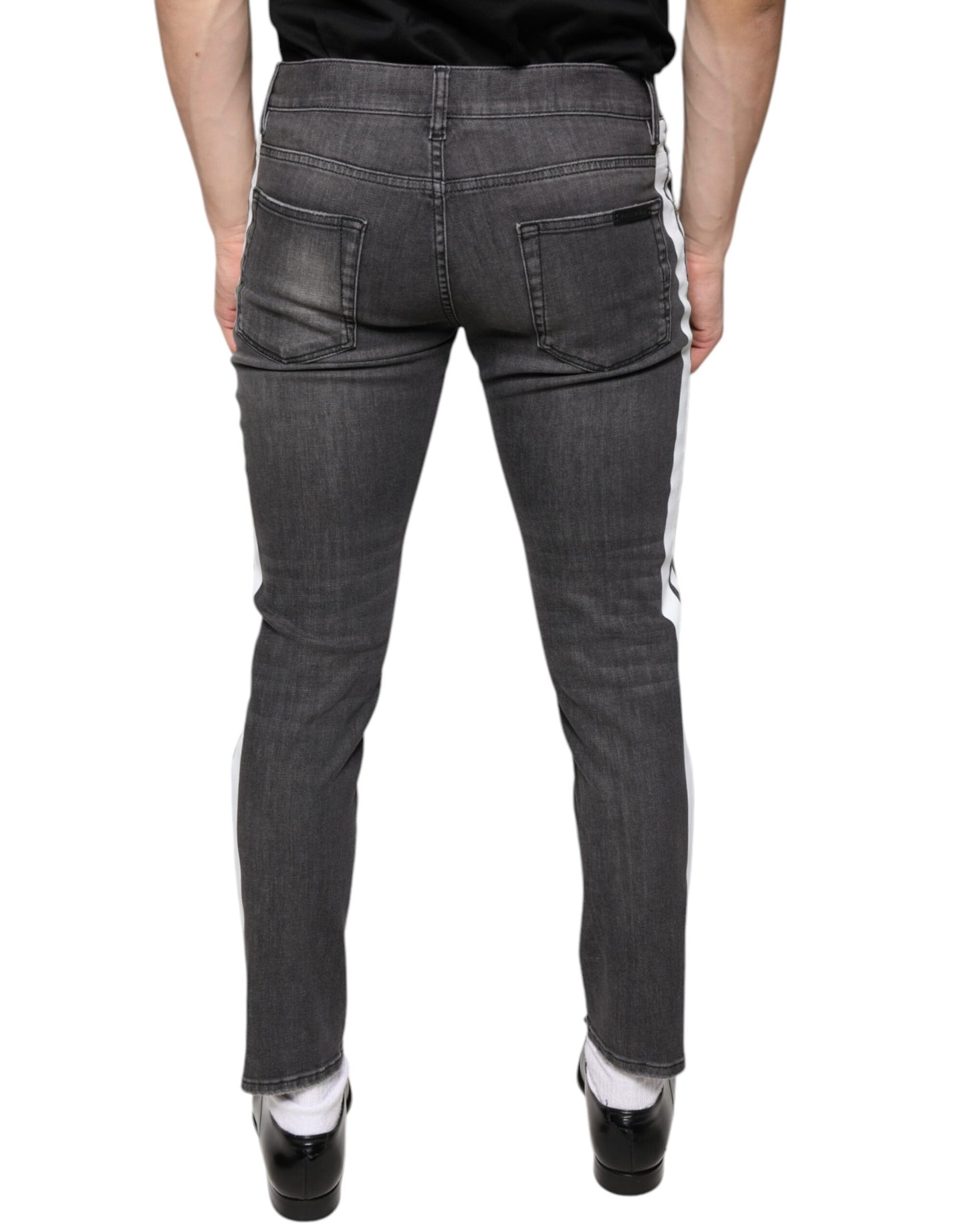 Dolce & Gabbana Black Tattered Cotton Skinny Men Denim Jeans by Dolce & Gabbana