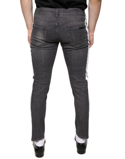 Dolce & Gabbana Black Tattered Cotton Skinny Men Denim Jeans by Dolce & Gabbana