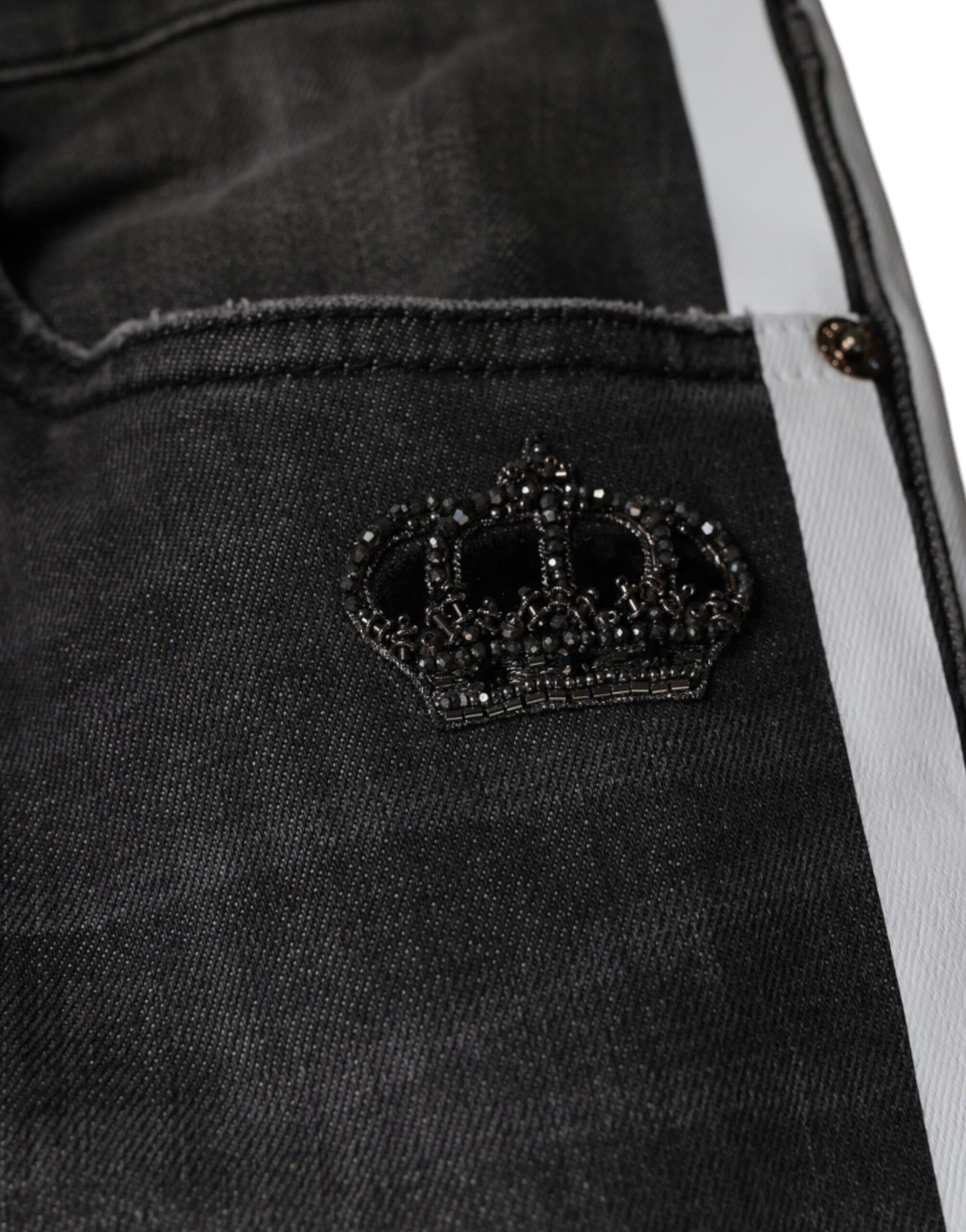 Dolce & Gabbana Black Tattered Cotton Skinny Men Denim Jeans by Dolce & Gabbana