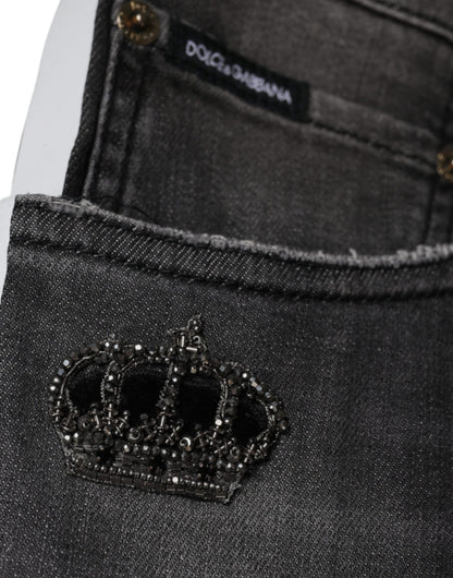 Dolce & Gabbana Black Tattered Cotton Skinny Men Denim Jeans by Dolce & Gabbana