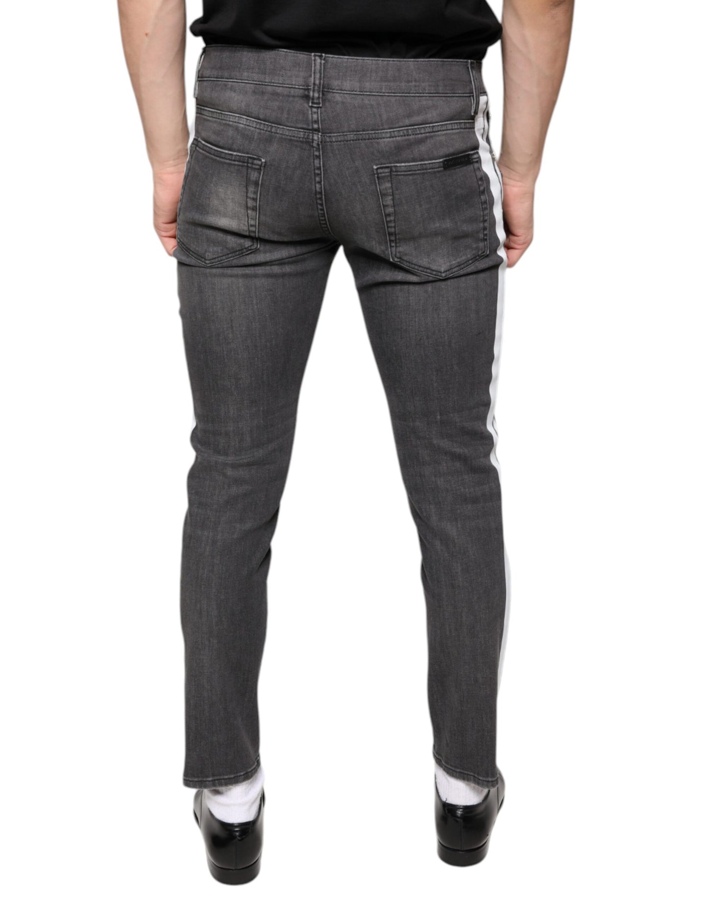 Dolce & Gabbana Black Tattered Cotton Skinny Men Denim Jeans by Dolce & Gabbana