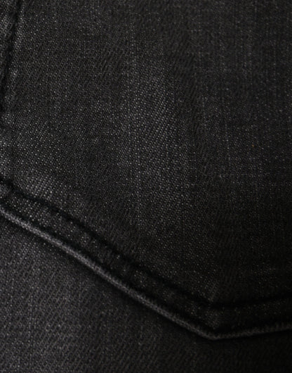 Dolce & Gabbana Black Tattered Cotton Skinny Men Denim Jeans by Dolce & Gabbana