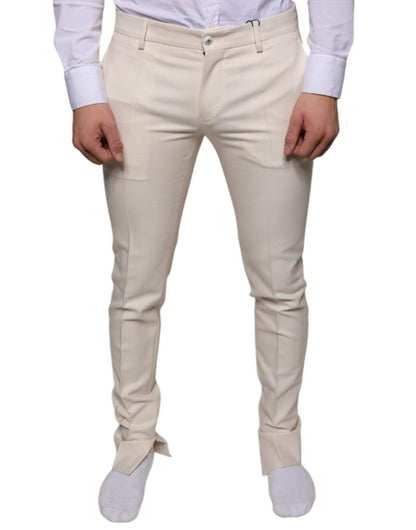 Dolce & Gabbana Off White Chino Wool Skinny Pants by Dolce & Gabbana