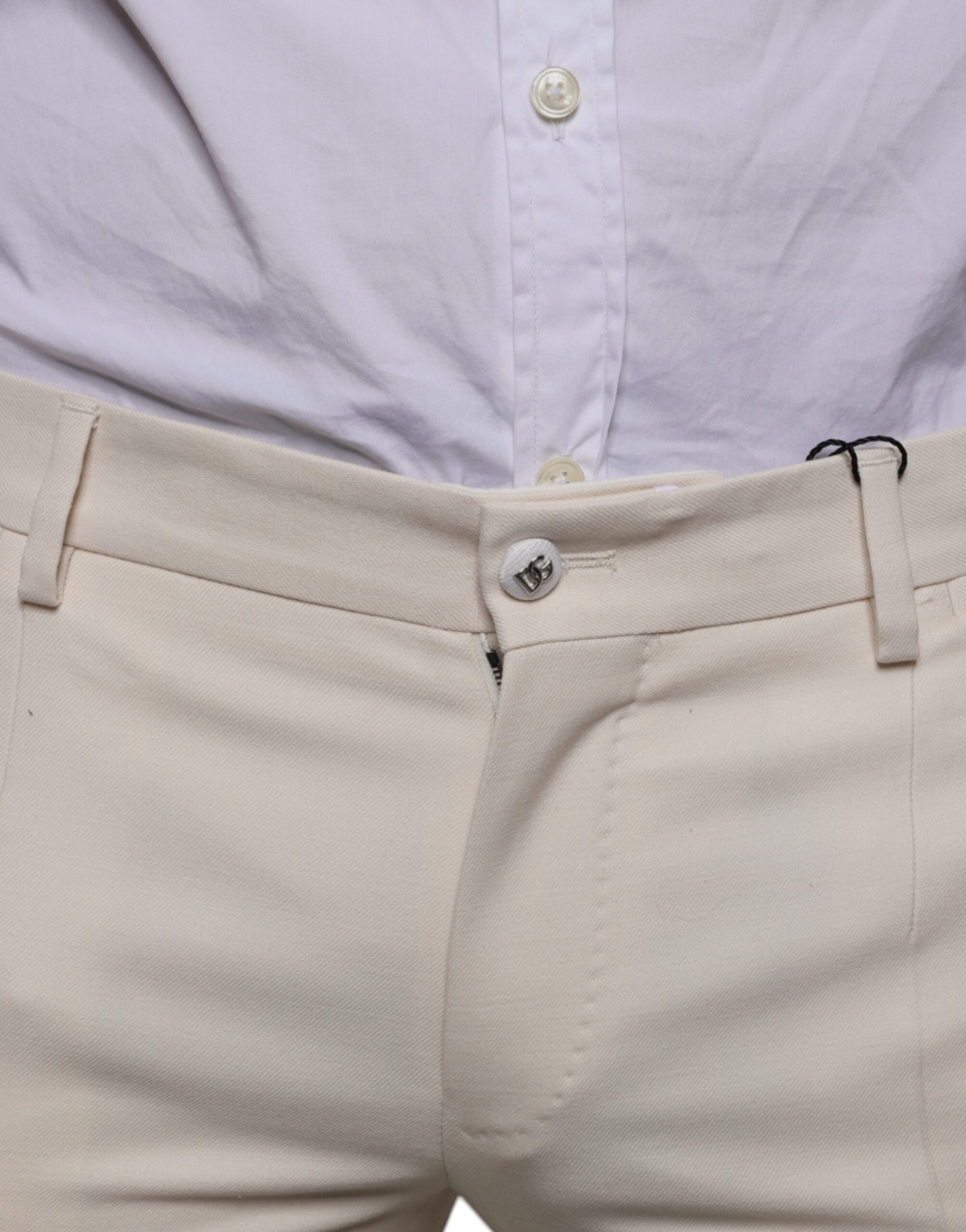Dolce & Gabbana Off White Chino Wool Skinny Pants by Dolce & Gabbana