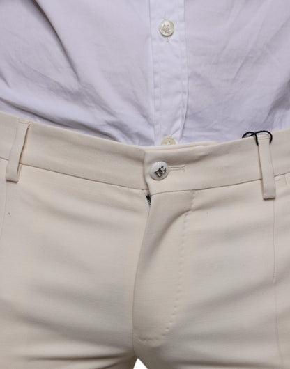 Dolce & Gabbana Off White Chino Wool Skinny Pants by Dolce & Gabbana