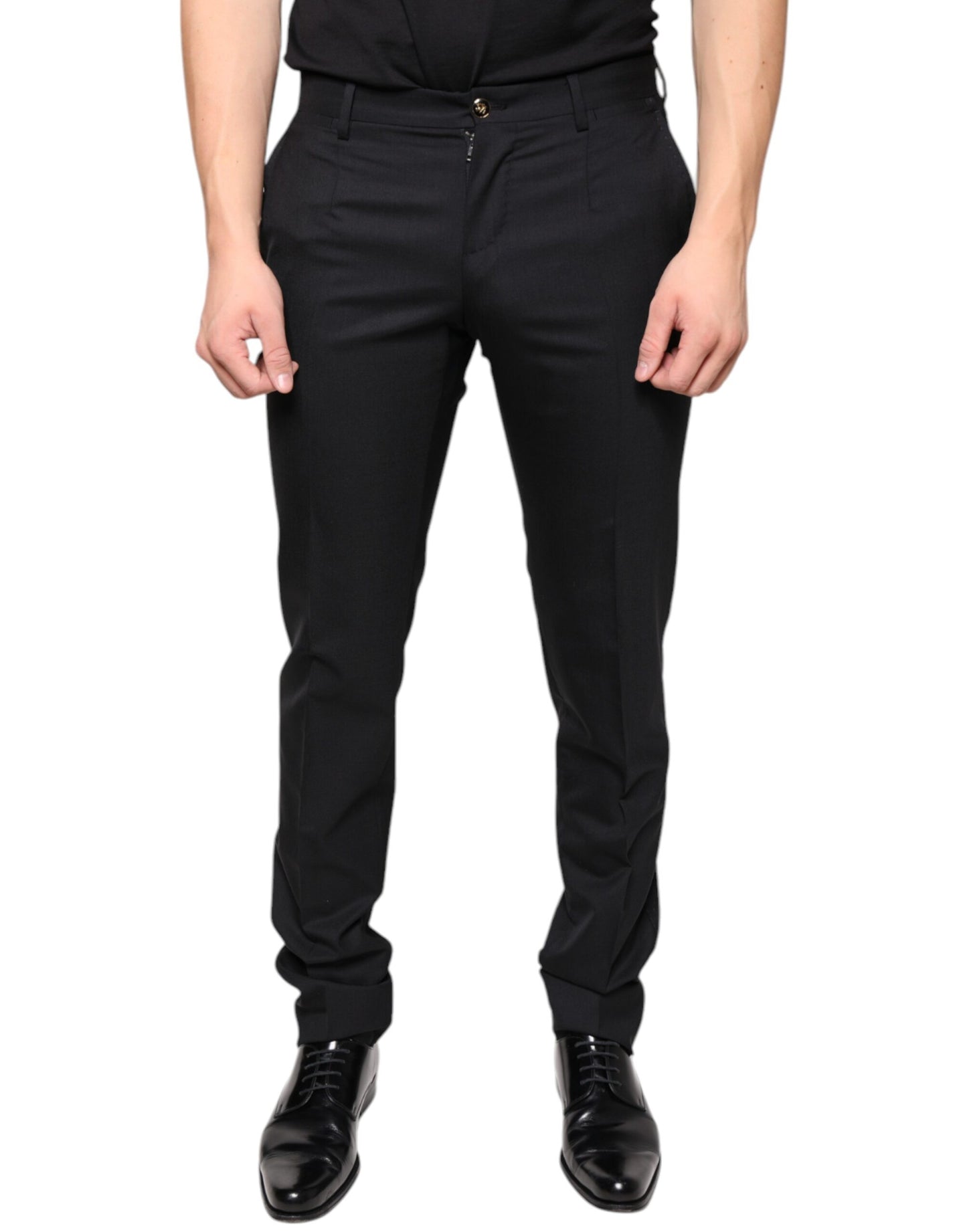 Dolce & Gabbana Black Wool Skinny Men Dress Pants by Dolce & Gabbana