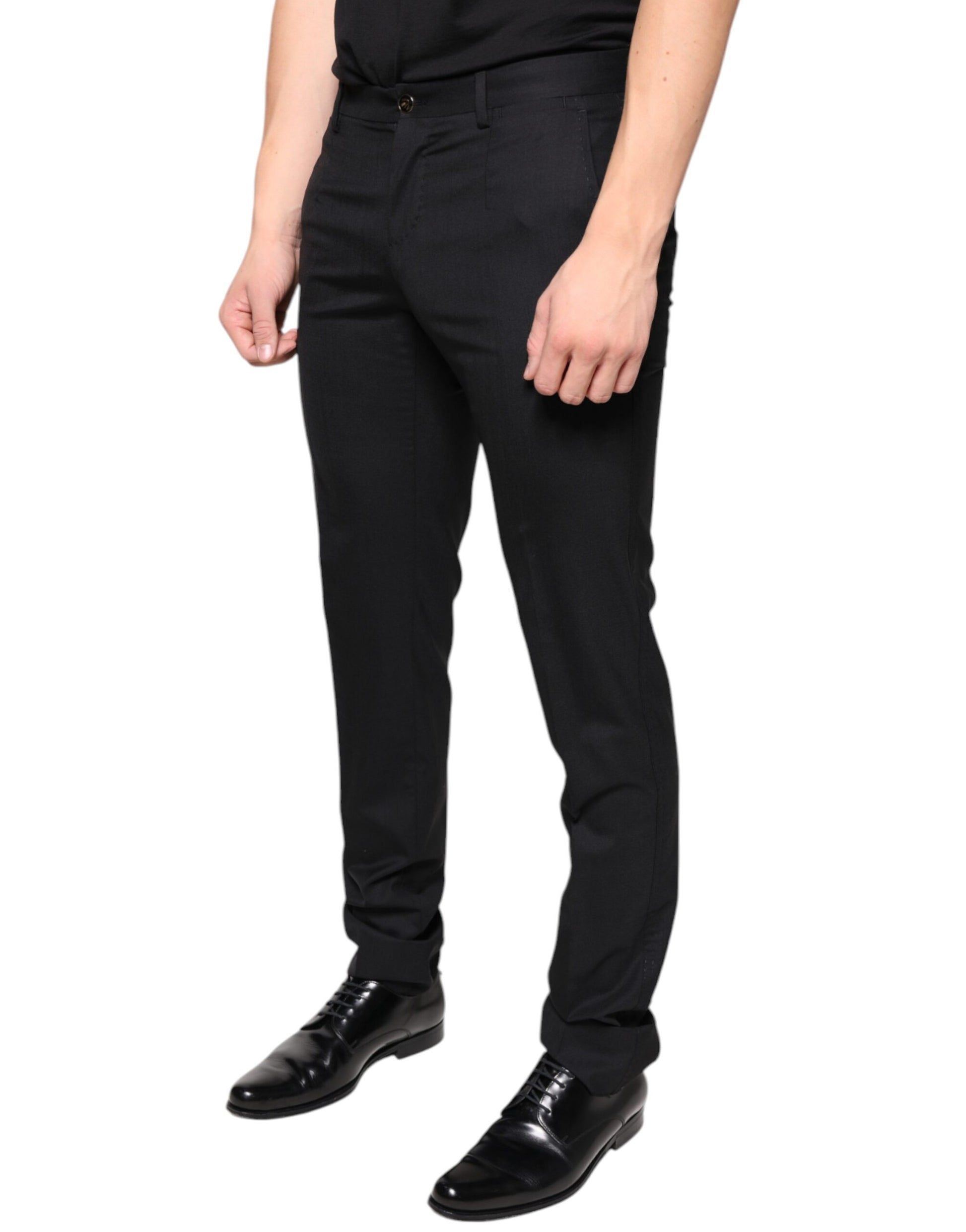 Dolce & Gabbana Black Wool Skinny Men Dress Pants by Dolce & Gabbana