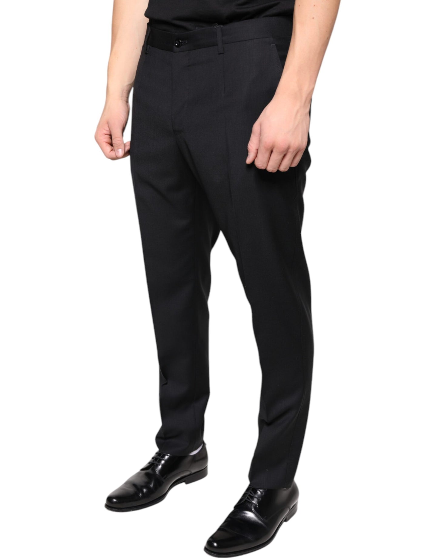 Dolce & Gabbana Black Wool Skinny Men Dress Pants by Dolce & Gabbana