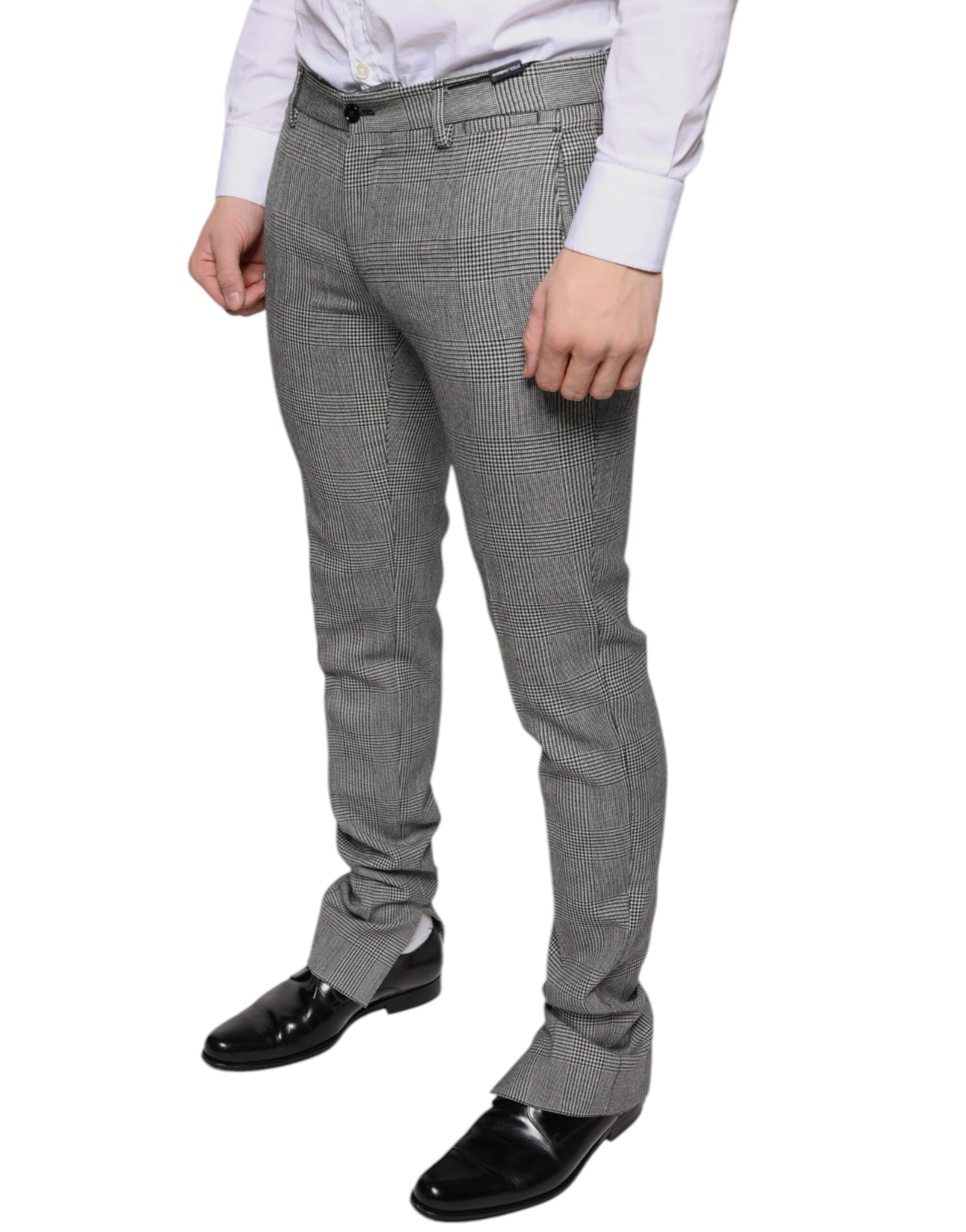 Dolce & Gabbana Gray Check Tartan Wool Skinny Pants by Dolce & Gabbana