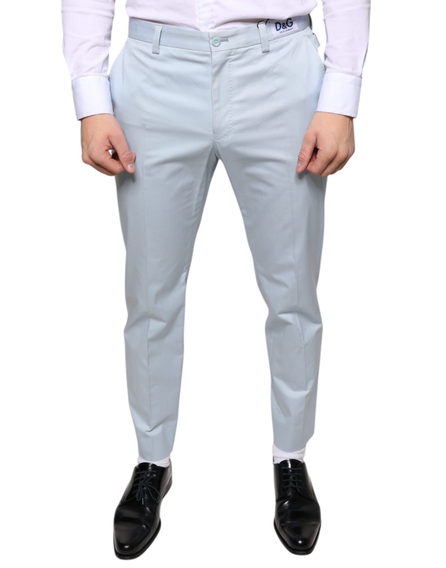 Dolce & Gabbana Light Blue Cotton Dress Pants by Dolce & Gabbana