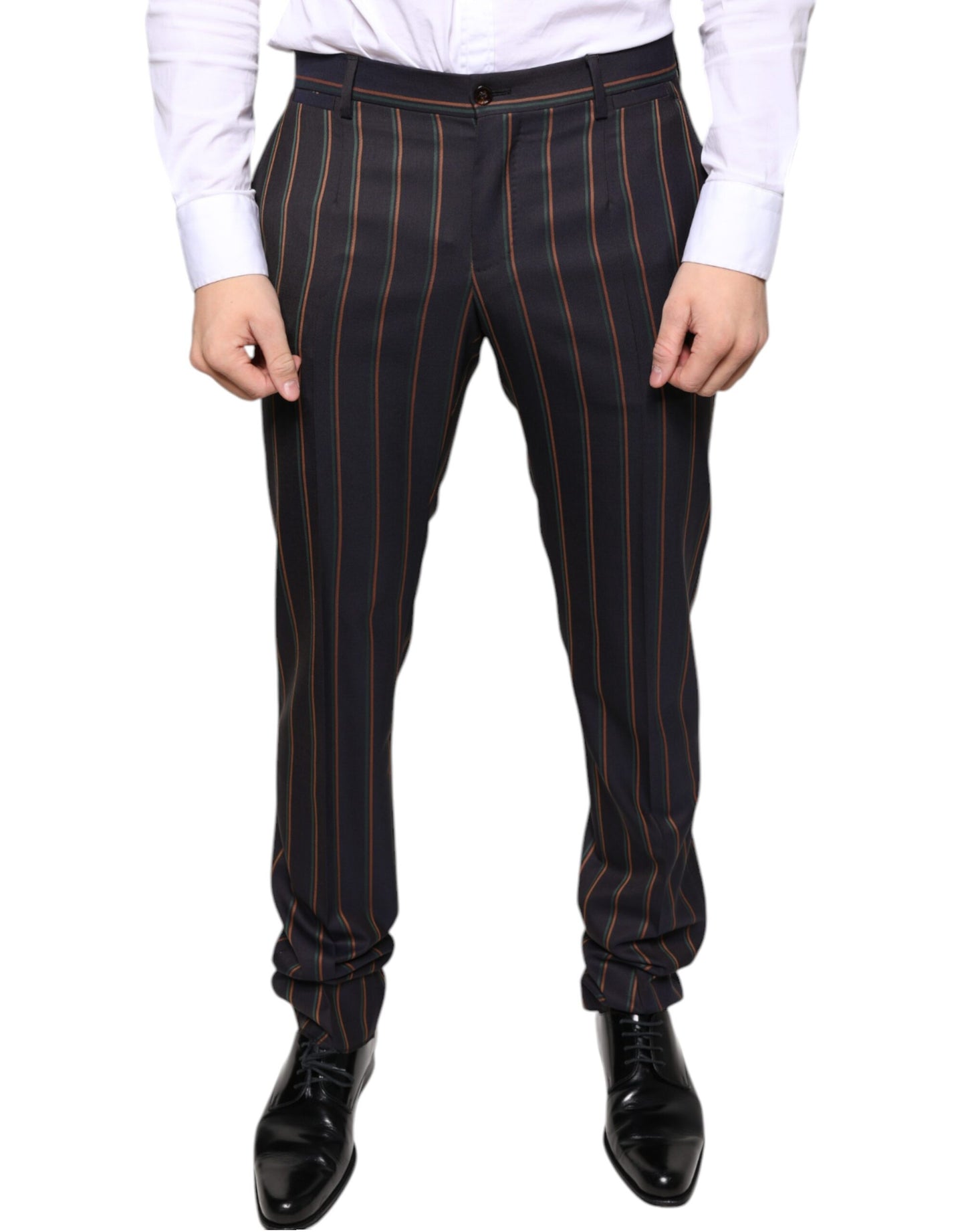 Dolce & Gabbana Brown Stripes Skinny Men Dress Pants by Dolce & Gabbana