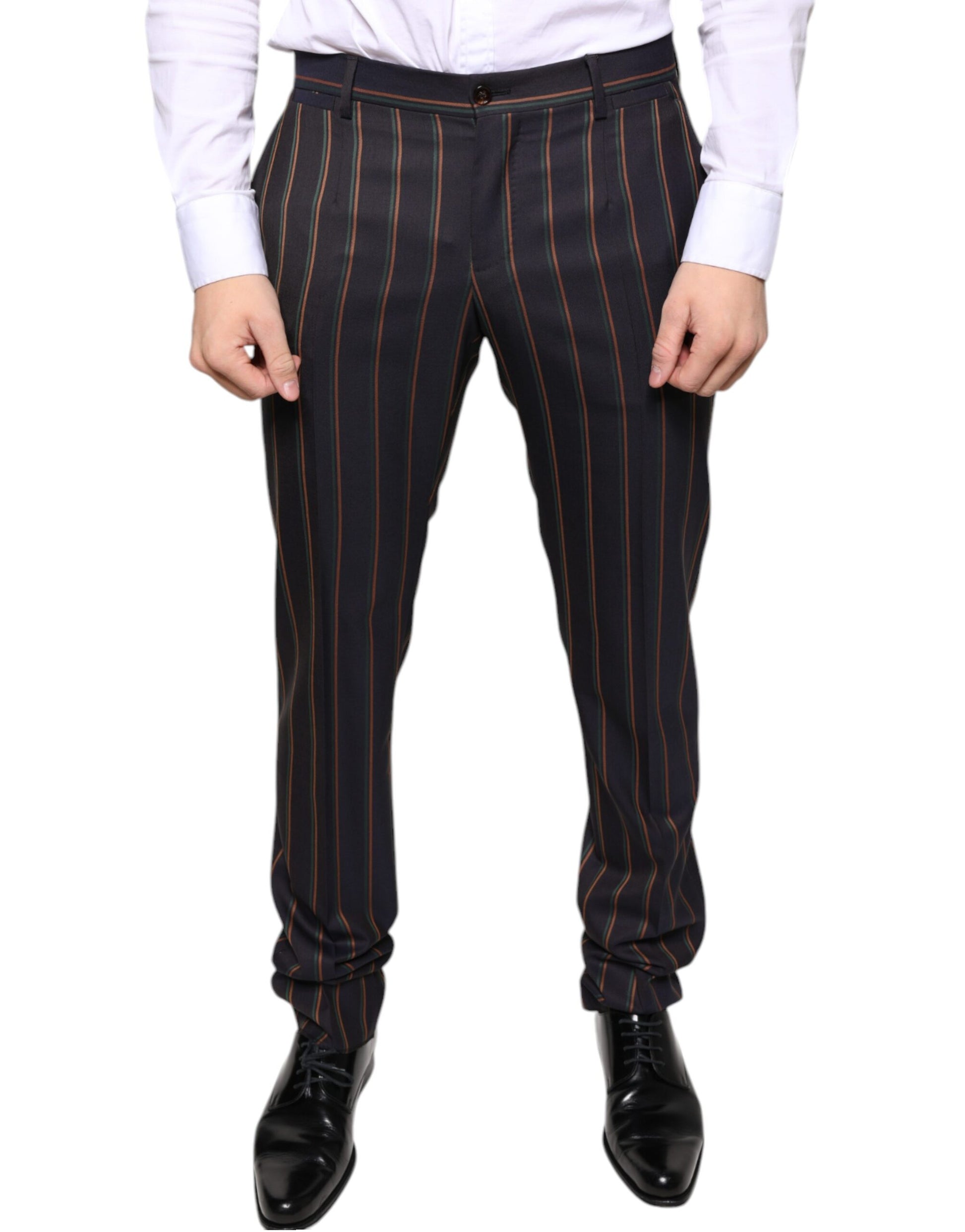 Dolce & Gabbana Brown Stripes Skinny Men Dress Pants by Dolce & Gabbana