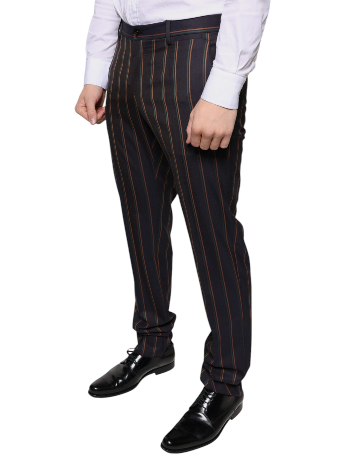 Dolce & Gabbana Brown Stripes Skinny Men Dress Pants by Dolce & Gabbana