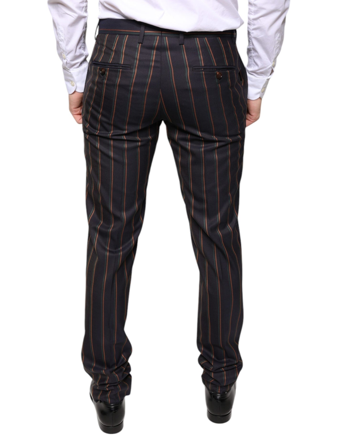 Dolce & Gabbana Brown Stripes Skinny Men Dress Pants by Dolce & Gabbana