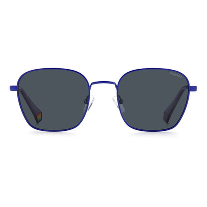 Lunettes de soleil Polaroid bleues en acier inoxydable