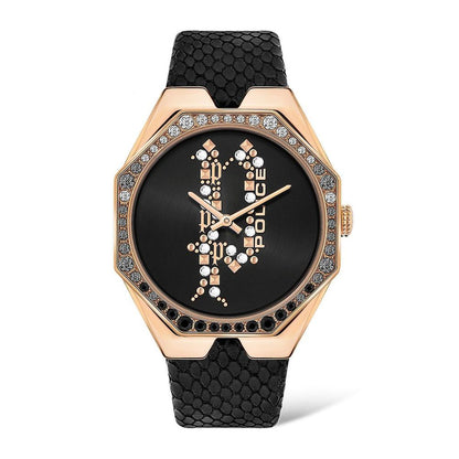 Montre Police en cuir noir