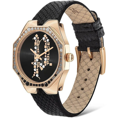 Montre Police en cuir noir