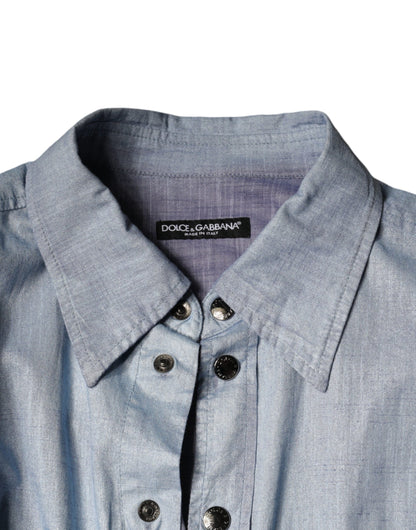 Dolce & Gabbana Light Blue Cotton Button Down Casual Shirt by Dolce & Gabbana