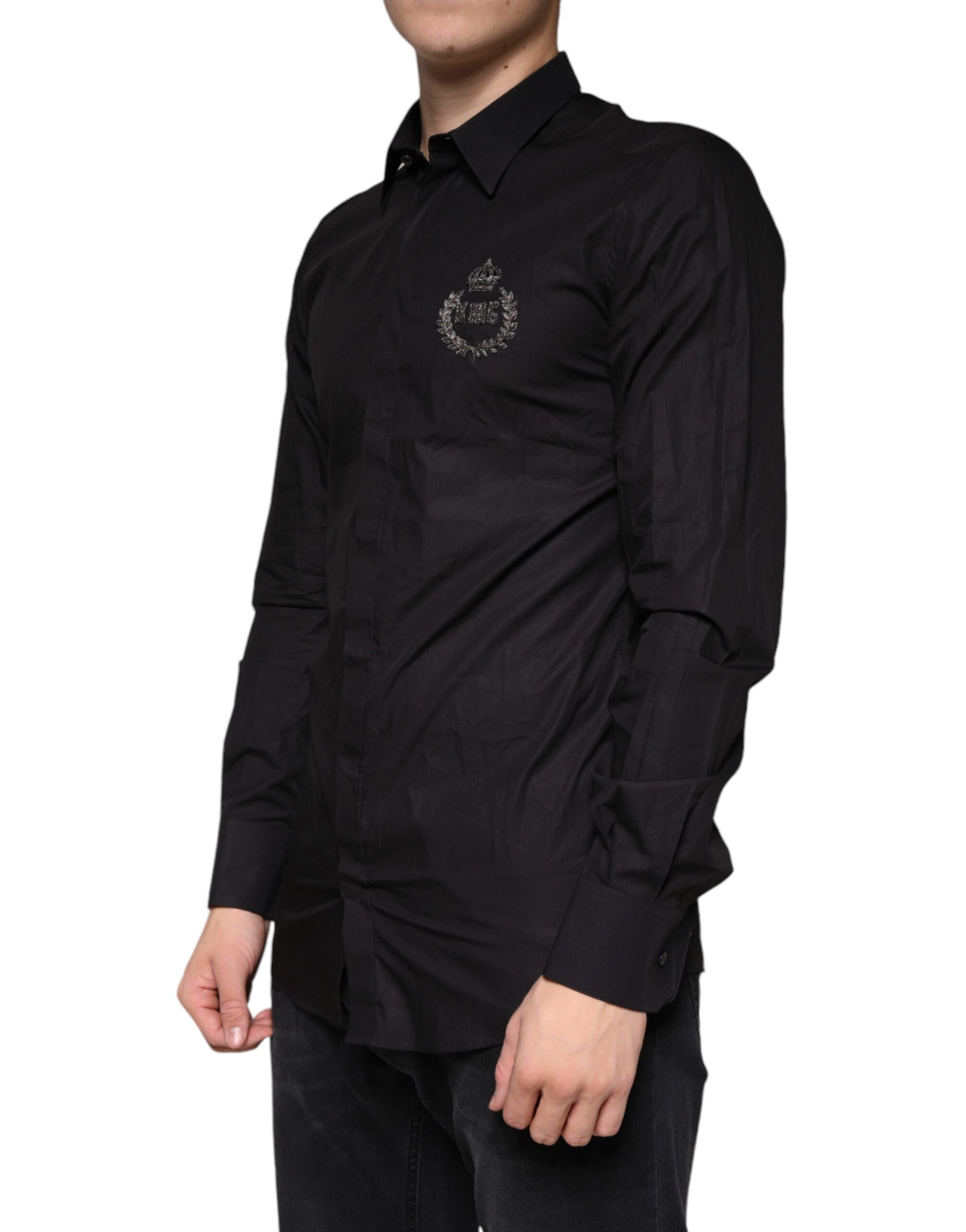 Dolce & Gabbana Black King Crown Embroidered GOLD Dress Shirt by Dolce & Gabbana