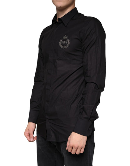 Dolce & Gabbana Black King Crown Embroidered GOLD Dress Shirt by Dolce & Gabbana