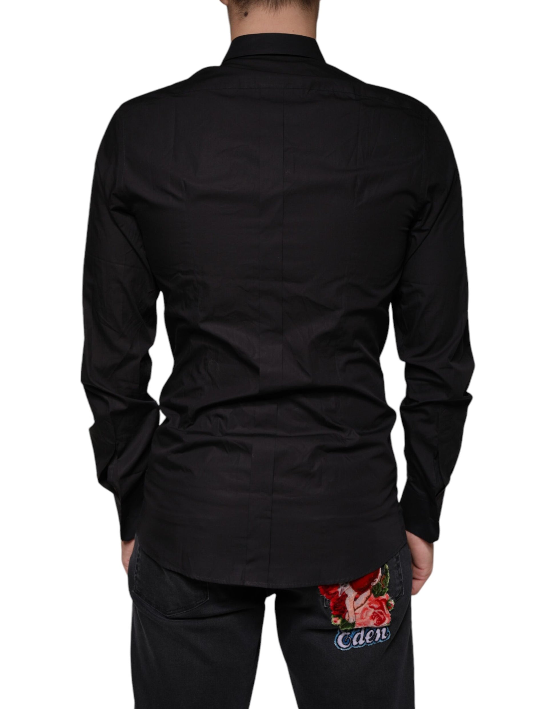 Dolce & Gabbana Black King Crown Embroidered GOLD Dress Shirt by Dolce & Gabbana