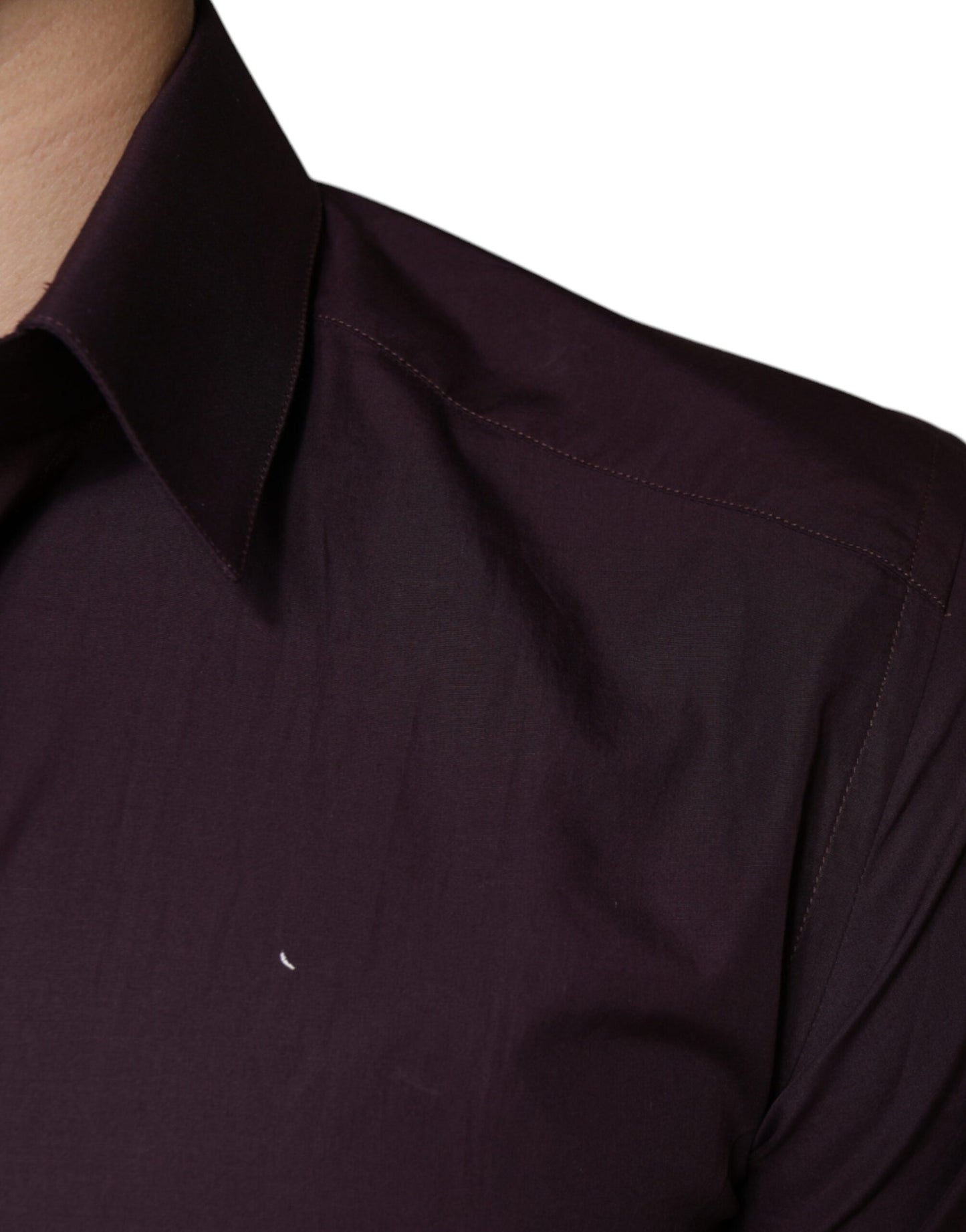 Dolce & Gabbana Dark Violet Cotton Dress GOLD Men Formal Shirt by Dolce & Gabbana