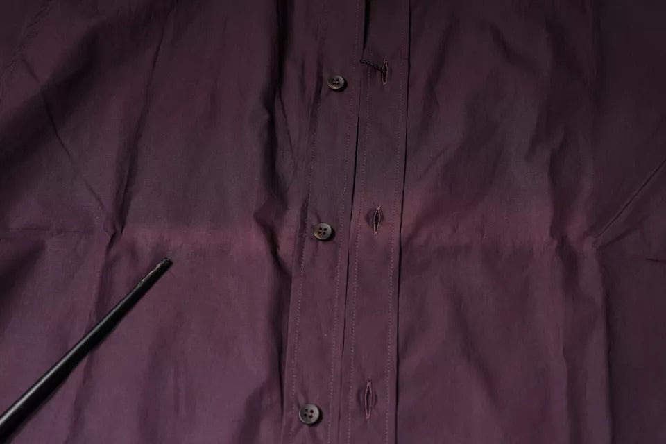 Dolce & Gabbana Dark Violet Cotton Dress GOLD Men Formal Shirt by Dolce & Gabbana
