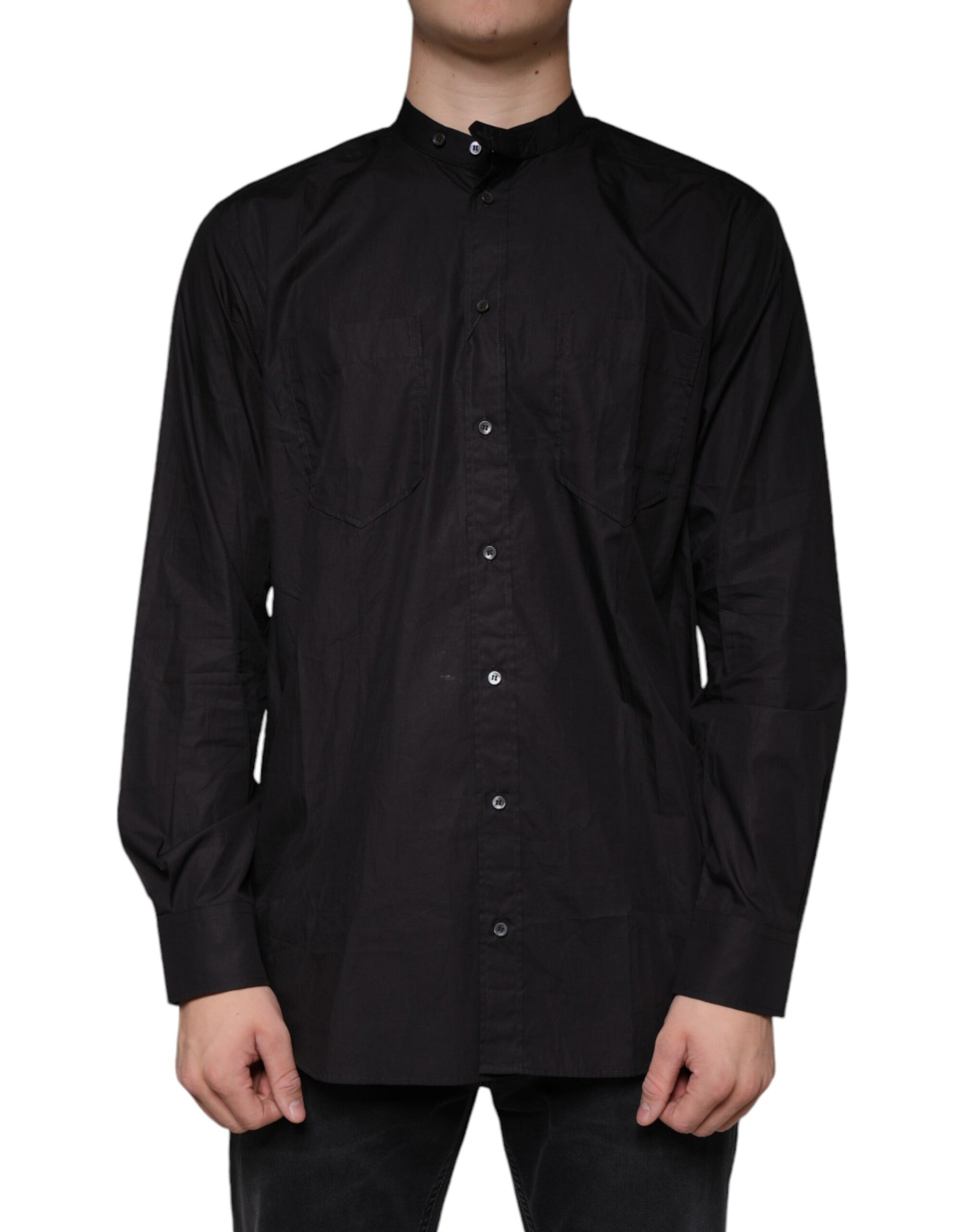 Dolce & Gabbana Black Cotton Button Down Men Casual Shirt by Dolce & Gabbana