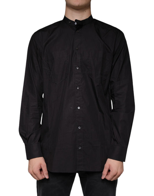 Dolce & Gabbana Black Cotton Button Down Men Casual Shirt by Dolce & Gabbana