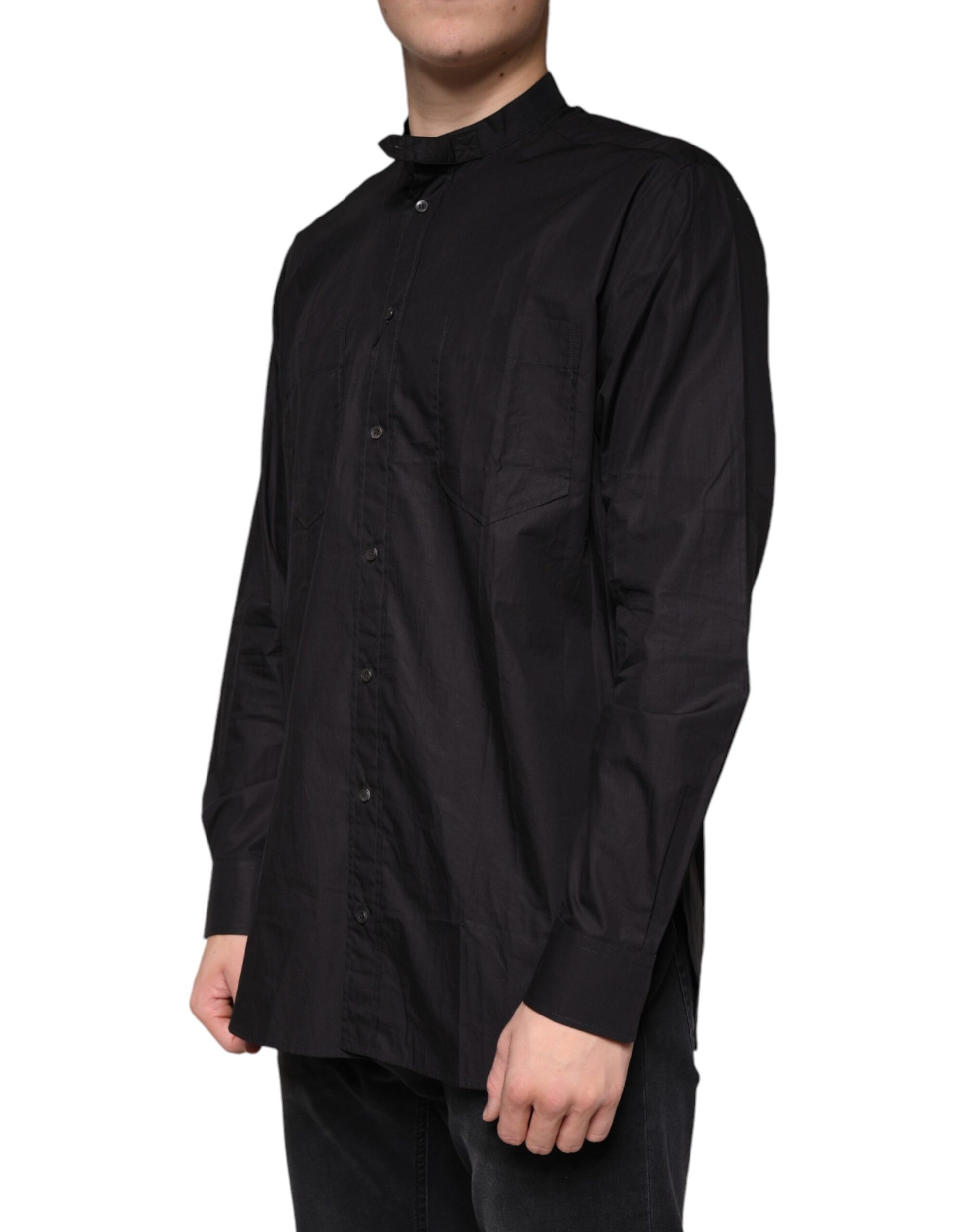 Dolce & Gabbana Black Cotton Button Down Men Casual Shirt by Dolce & Gabbana