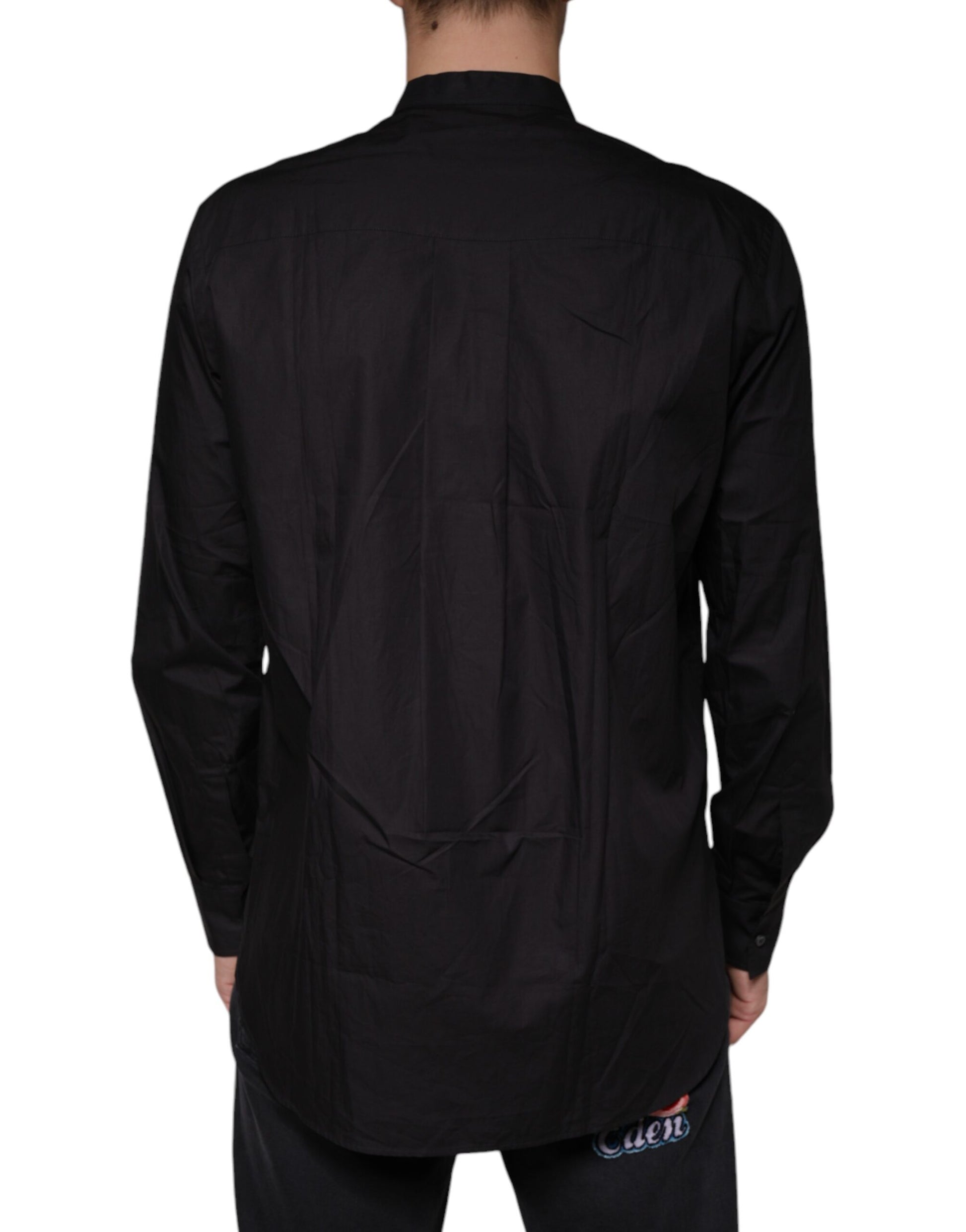 Dolce & Gabbana Black Cotton Button Down Men Casual Shirt by Dolce & Gabbana