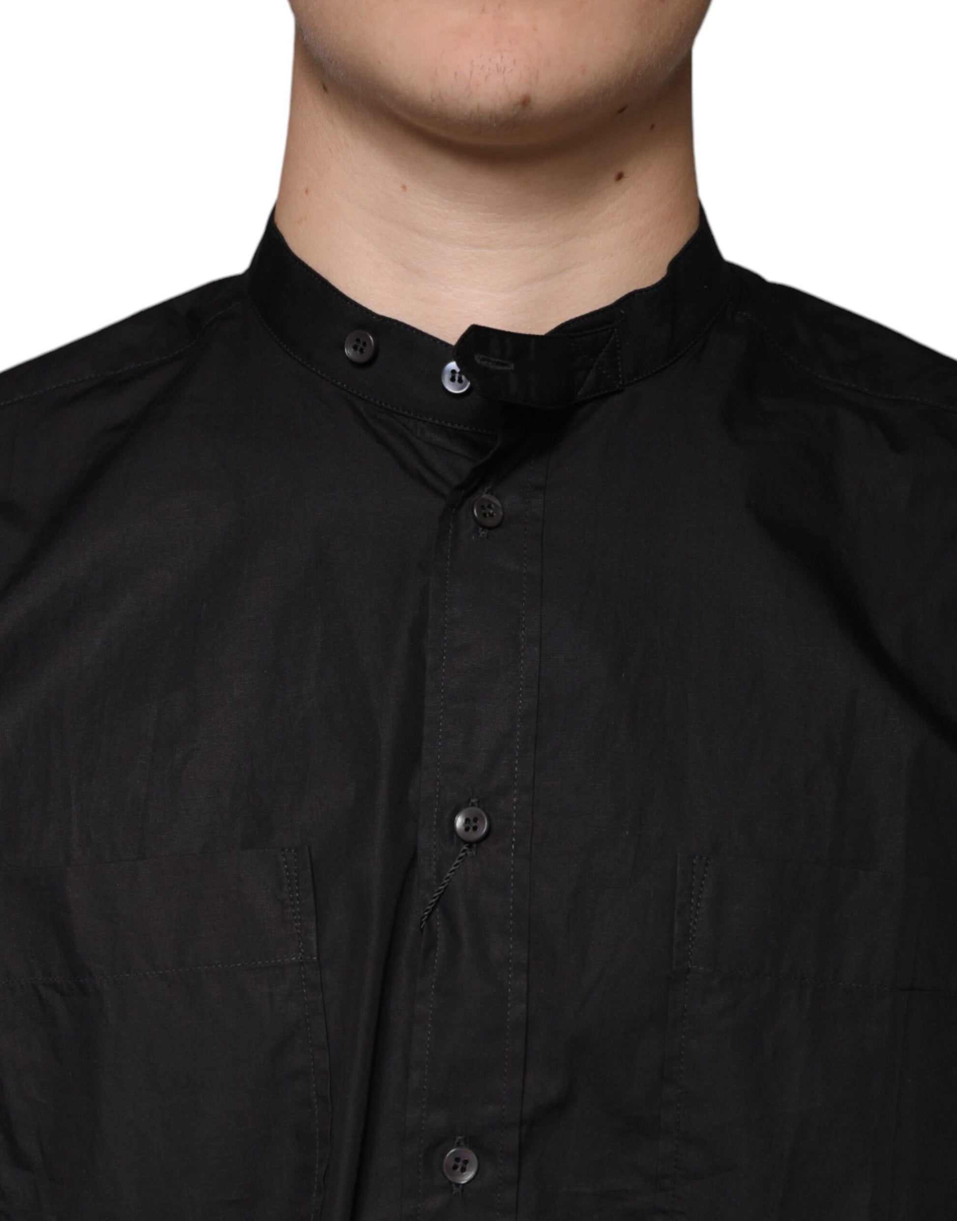 Dolce & Gabbana Black Cotton Button Down Men Casual Shirt by Dolce & Gabbana