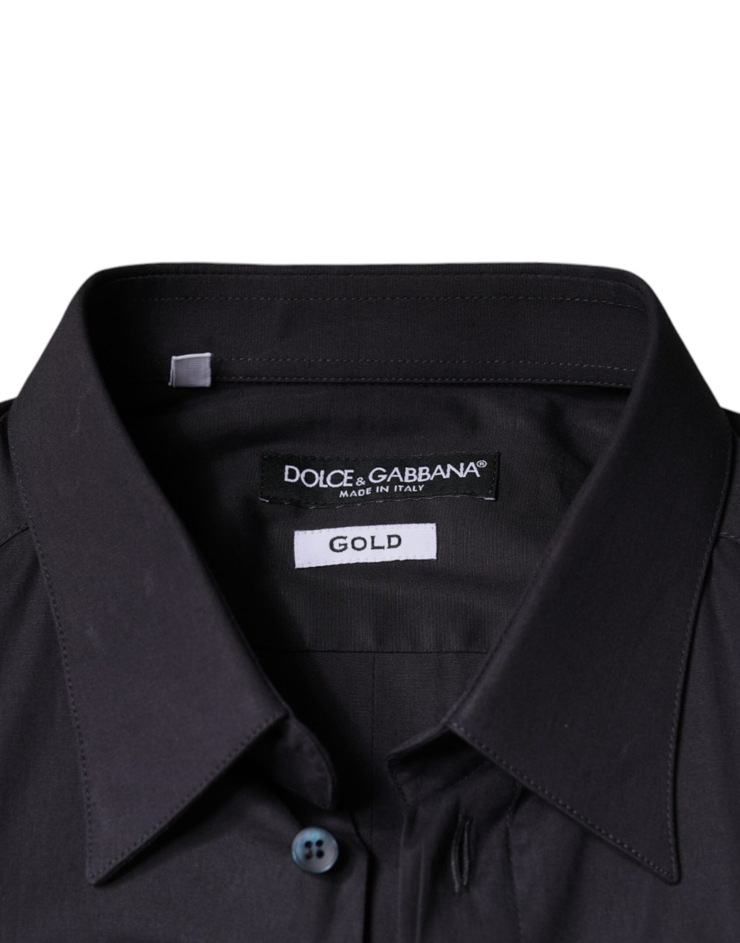 Dolce & Gabbana Black Cotton Stretch Dress GOLD Formal Shirt by Dolce & Gabbana