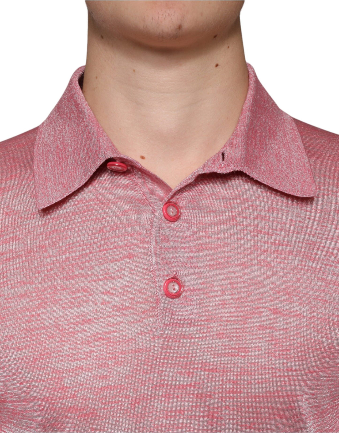 Dolce & Gabbana Pink Polyester Long Sleeve Men Polo T-shirt by Dolce & Gabbana