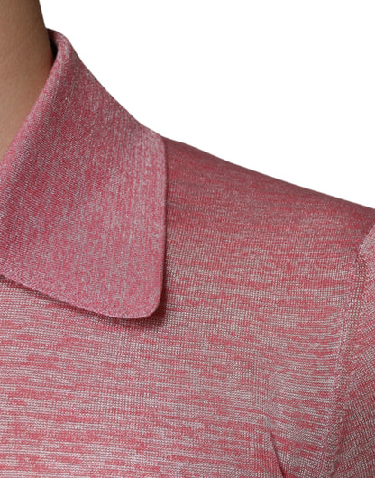 Dolce & Gabbana Pink Polyester Long Sleeve Men Polo T-shirt by Dolce & Gabbana