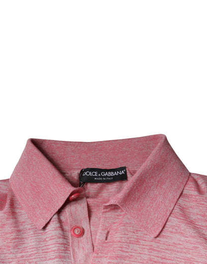 Dolce & Gabbana Pink Polyester Long Sleeve Men Polo T-shirt by Dolce & Gabbana