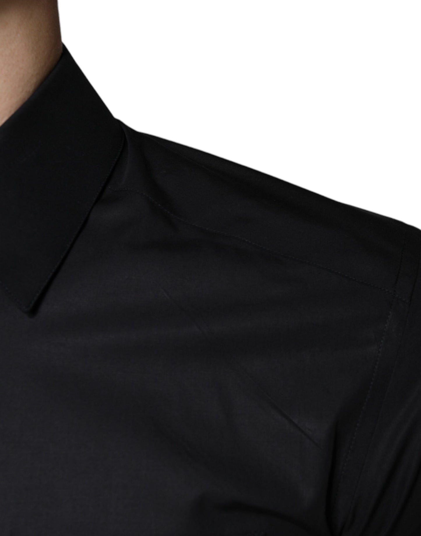 Dolce & Gabbana Black Cotton Stretch Dress GOLD Formal Shirt by Dolce & Gabbana