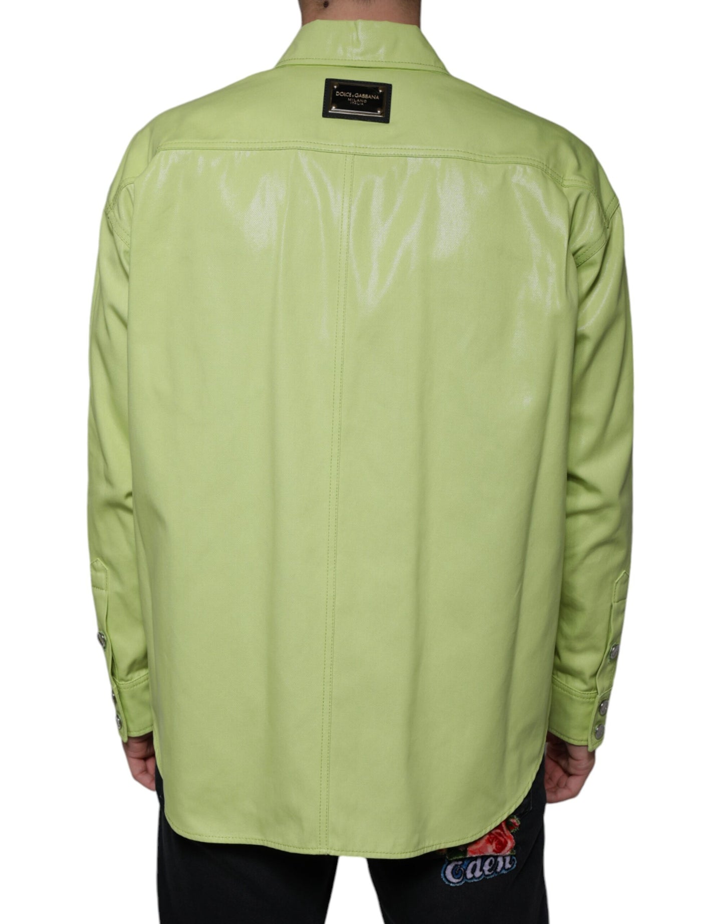 Dolce & Gabbana Green Cotton Collared Men Button Down Shirt by Dolce & Gabbana
