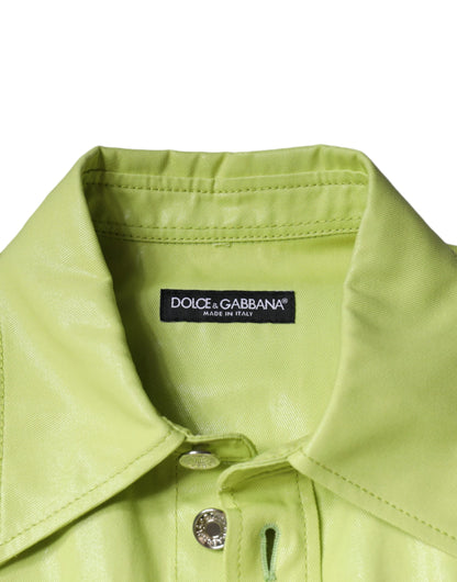 Dolce & Gabbana Green Cotton Collared Men Button Down Shirt by Dolce & Gabbana