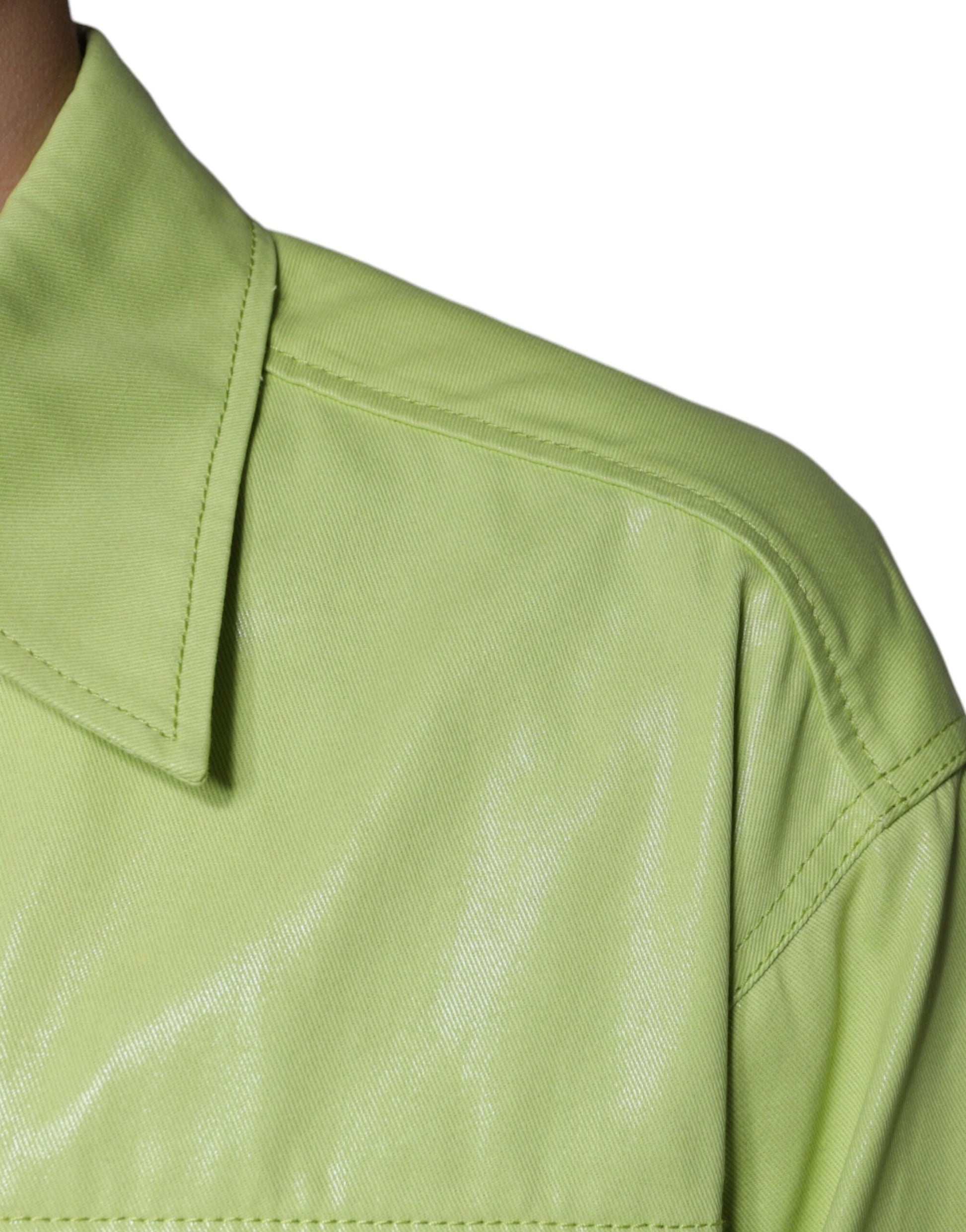 Dolce & Gabbana Green Cotton Collared Men Button Down Shirt by Dolce & Gabbana