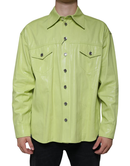 Dolce & Gabbana Green Cotton Collared Men Button Down Shirt by Dolce & Gabbana